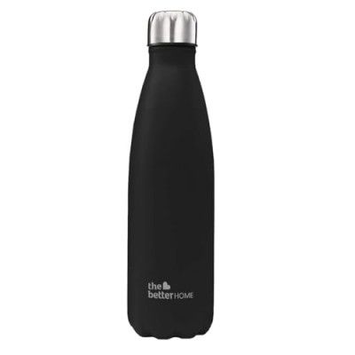 The Better Home Insulated Bottle | Doubled Wall 304 Stainless Steel | Stays Hot for 18 Hrs & Cold for 24 Hrs | Leakproof | Insulated Water Bottles for Office, Camping, Travel (1 L, Black)