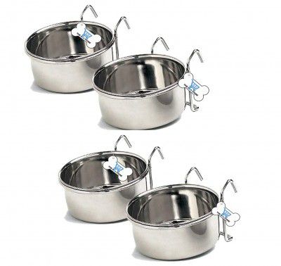 THE DDS STORE Stainless Steel Hanging Bowl Bird Food Feeding Dish Water Seed Feeder for Parrot Macaw African Greys Budgies Parakeet Cockatiels Conure Lovebirds 