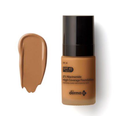 The Derma Co 2% Niacinamide Medium Coverage Matte Liquid Foundation For All Skin Types With 1% Hyaluronic Acid & Spf 40 Pa+++ For 12 Hour Long Stay & Oil Control - 07 Cinnamon, Pack Of 1