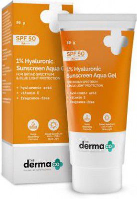 The Derma Co Sunscreen - SPF 50 PA++++ 1% Hyaluronic Sunscreen Aqua Gel Lightweight, No white-cast for Broad Spectrum  (80 g)