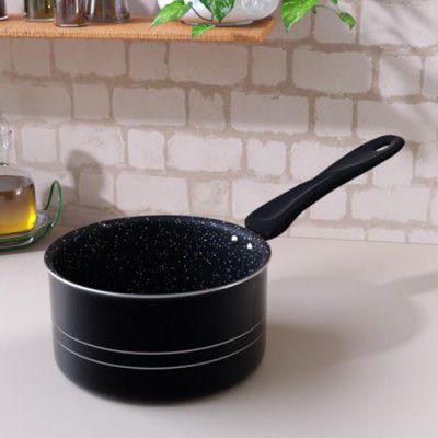 The Earth Store Ecoluxe 16 CM Non-Stick Sauce Pan/Tea Pan/Milk Pan/Tapeli Patila/Sauce Pot Saucepan Handle cookware Gas & Induction Compatible 1.2 litres Capacity- Small