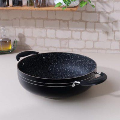 The Earth Store Ecoluxe Teflon Non-Stick Coating 3MM Thickness | Induction Base | Kadhai/Kadai 3 Litre | Cookware Gas & Induction Compatible