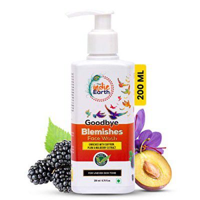 The Indie Earth Goodbye Blemish (Vitamin C) Facewash with Saffron, Plum & Mulberry Extract | Removes Blemishes, Uneven Skin Tone, Acne Marks. Gives Spotless and Brighter Skin Tone