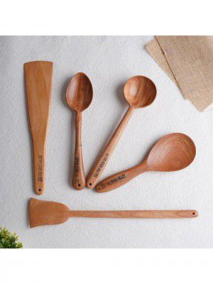 The Indus Valley Brown 5 Piece Wooden Cooking Tool Set