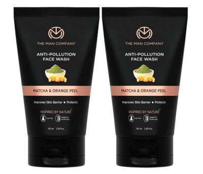 The Man Company Anti-Pollution Face Wash - 100ml | Removes Dirt & Impurities | Fights Blackheads, Whiteheads, Dark Spots, Acne & Pimples | Enriched with Orange Peel & Matcha