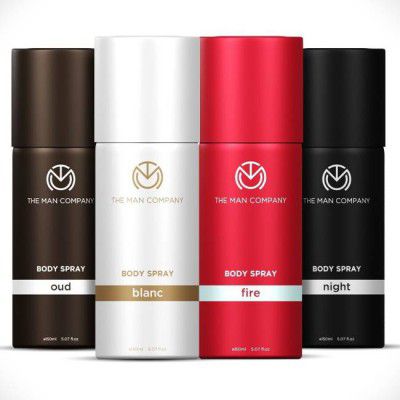 THE MAN COMPANY Blanc, Fire, Night & Oud Deodorant Set | Long-Lasting Freshness Deodorant Spray - For Men & Women  (600 ml, Pack of 4)