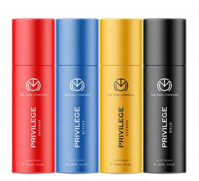 The Man Company Body Spray Combo Pack For Men, Active, Legend, Intense & Bold, Long-Lasting Fragrance, Everyday Use Deo, 150ml (Pack Of 4)