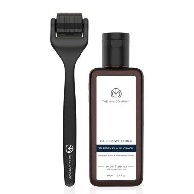 The Man Company Hair Accelerator Duo | Derma Roller + Hair Growth Tonic | Activates Scalp & Follicles | Increases Absorption | Accelerates Hair Growth | Stronger, Thicker & Fuller Hair