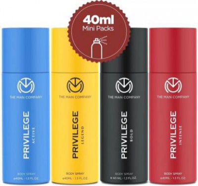 THE MAN COMPANY Privilege Combo Travel Pack | Premium Long Lasting Fragrance Deodorant Spray - For Men & Women  (160 ml, Pack of 4)