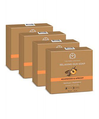 The Man Company Relaxing Oud Soap Bar - 100gm | Premium Long-Lasting Freshness | Agarwood & Apricot | Glowing and Soft Skin | All Skin Types - Pack of 4