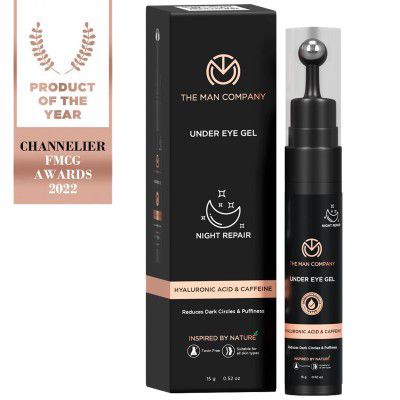 The Man Company Under Eye Cream Gel For Men And Women Enriched With Cooling Massage Roller For Dark Circles, Fine Lines & Puffy Eyes With Caffeine & Hyaluronic Acid 15Gm