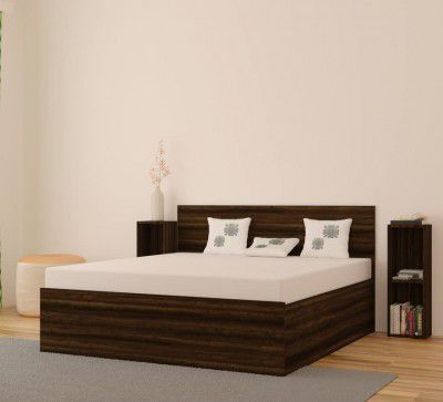 The MM Furniture store: Hunter Queen Size Bed with Box Storage and 2 Side Stands (Original Walnut_78x60)