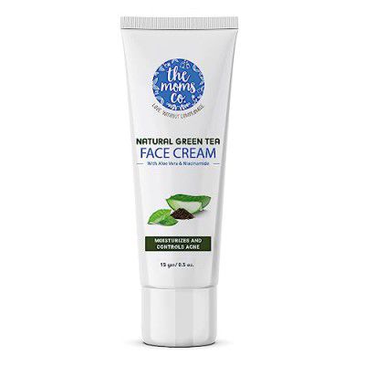 The Moms Co. Natural Green Tea Face Cream l Light Weight l Non-Greasy l Hydration l Controls Acne & Redness l Green Tea l 15 Gms