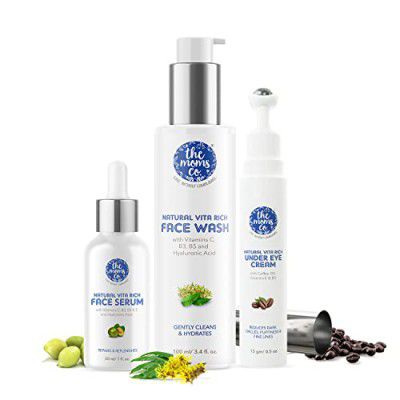 The Moms Co Natural Vita Rich Night Repair Combo with Vita Rich Face Wash, Face Serum & Under Eye Cream