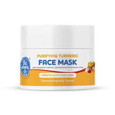 The Moms Co Turmeric Face Mask for Men & Women with exotic Kashmiri Saffron, Kaolin, Bentonite & Sandalwood Oil for Healthy -50 Gm