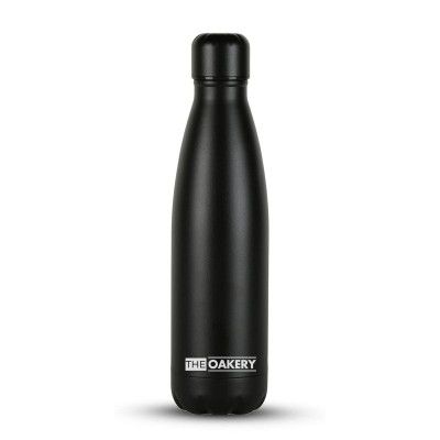 The Oakery Evergreen Series 304 Stainless Steel Vacuum Insulated Bottle | Thermosteel Hot and Cold | Leak Proof Thermos Flask | Steel Water Bottle (Pack of 1, 500ml, All Black)