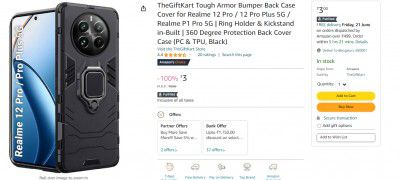 TheGiftKart Tough Armor Bumper Back Case Cover for Realme 12 Pro / 12 Pro Plus 5G / Realme P1 Pro 5G | Ring Holder & Kickstand in-Built | 360 Degree Protection Back Cover Case (PC & TPU, Black)