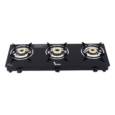 Thermador Gas Stove 3 Burners Auto Ignition | 3 Burner Gas Stove with Premium Gas Saver Brass Plated Burners | 6mm Toughened Glass Gas Chulha 3 Burner | LPG Compatible | ISI Certified | 1 Yr Warranty