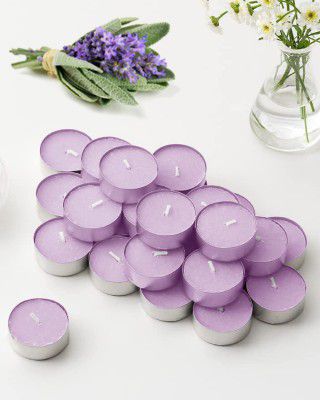 ThinkArtDecor Scented Tealight Candles Set of 24, Organic Luxury Aroma Upto 5 Hours, Smokeless & Dripless Soy Wax Diya, English Lavender