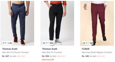 Thomas Scott Mens Casual Trousers Upto 86% Off | Starts At Rs 349