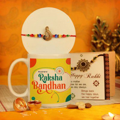 TIED RIBBONS Premium Rakhi and Ceramic Coffee Mug and Gifts for Brother (Multicolour, 325 ml), 1 Piece