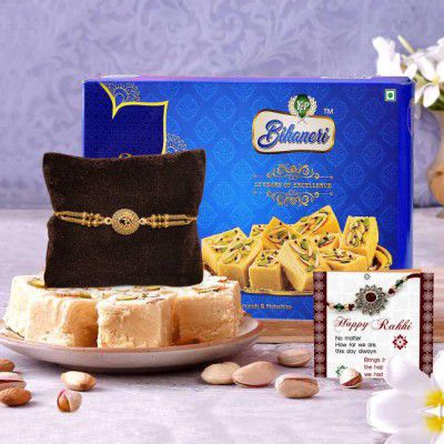 TIED RIBBONS Rakhi for Brother with Sweets Gift - 1 Rakhi with Soan Papdi Box Assorted Gift Box  (Multicolor)