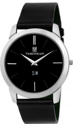 TIMEWEAR  175BDCCSTG-1 TIMEWEAR Slim Series Two Hands Black Leather Strap Analog Watch - For Men