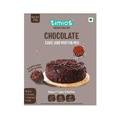 Timios Chocolate Cake & Muffin Mix | Made with Organic Grains and Jaggery| Eggless & No Maida, 250g