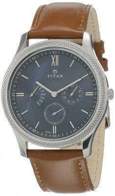 Titan Classique Retrogrades Analog Blue Dial Mens Watch-NL1768SL03/NP1768SL03