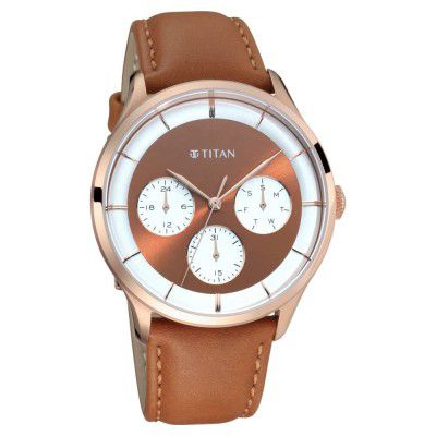 Titan Light Leathers Analog Rose Gold Dial Mens Watch-90125WL02/NP90125WL02