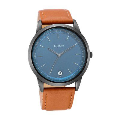 Titan Men's Timeless Style Watch: Refined Anthra Dial and Leather Strap-NS1806NL03