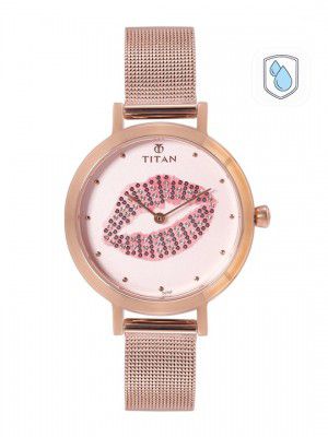 Titan Women Embellished Dial & Bracelet Style Straps Analogue Watch 95104WM02