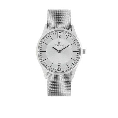 Titan Women Stainless Steel Analog Silver Dial Watch-Nl95035Sm01, Band Color-Silver