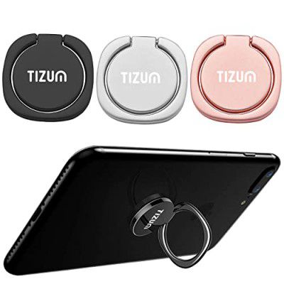 tizum Universal Phone Ring Holder Kickstand(Set of 3 - Metal Black, Rose Gold, Silver)