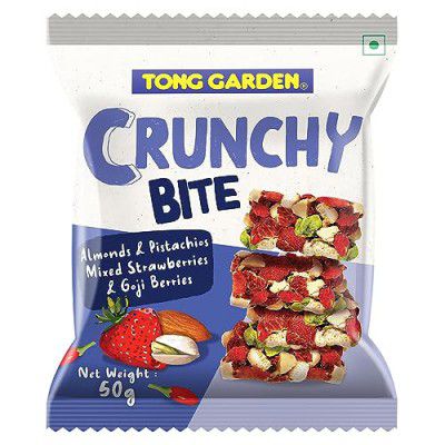 Tong Garden 50g Crunchy Bite Almonds and Pistachio Mixed strawberries & Goji Berries, (50 Gm X 4)