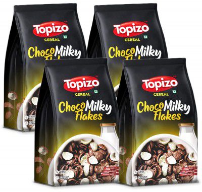 Topizo Cereal Choco Milky Flakes (Zero Cholesterol Duet Chocos Vanilla Chocos) Pack of 4, 800g