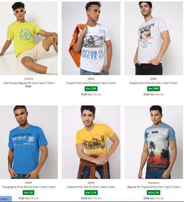 Ajio Loot : Topwear Men's Clothing Upto 75% Off