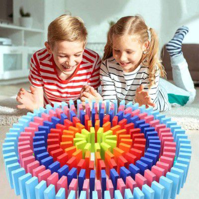 Toy Imagine™ 360 pcs Colorful Wooden Domino Block Set for Kids Educational and Learning Activity Game Play