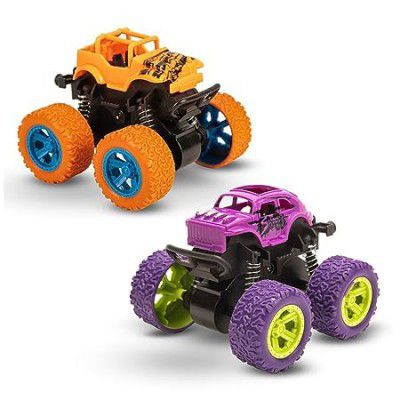 Toy Imagine™ 4x4 Mini Monster Friction Power Truck Pack of 2 Kids Age 3-8 | 360° Drift Stunt Car | Push & Go Forward | Off-Road Toy Car | Best Birthday Gift for Baby Boys & Girls. (Colour May Vary)