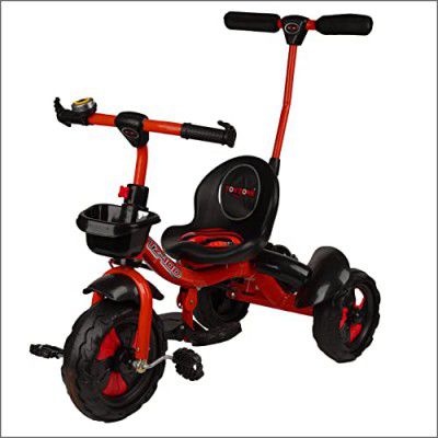 Toyzone TZ-100 Plug N Play Kids Tricycle | with Parental Control | Cushion seat & seat Belt | 12 Months to 48 Months | Carrying Capacity Upto 30kgs (red)