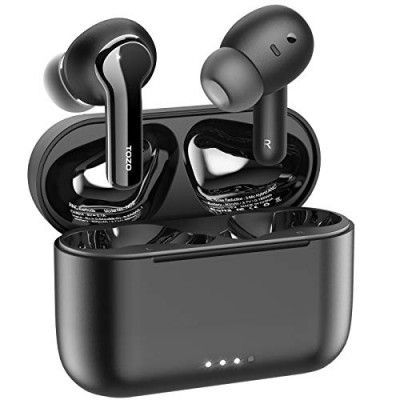 TOZO NC2 Hybrid Active Noise Cancelling Wireless Earbuds, in-Ear Detection Headphones, Immersive Sound Premium Deep Bass Headset, Black