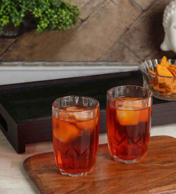 Transparent 280 ml Glass Lotus Cut Designed (Set of 2) Everyday Glasses