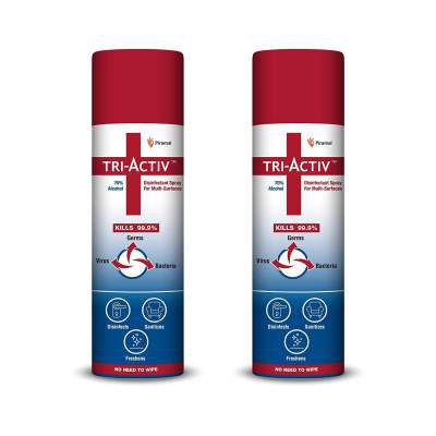 Tri-Activ Disinfectant Spray for Multi-Surfaces | 70% Alcohol Based - 230 ml – Pack of 2