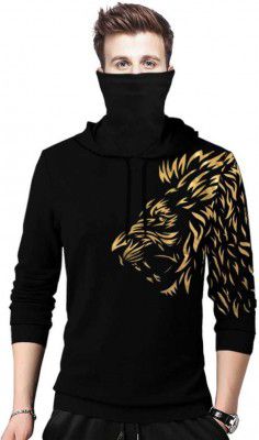 TRIPR  Printed Men Hooded Neck Black T-Shirt