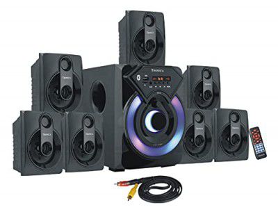 TRONICA Series 7.1 Channel Home Theatre System – Bluetooth, USB, FM, SD, RCA Inputs, AUX, LED TV Supported 4 Inch Active Subwoofer, 3” Passive Radiator, Vivid Lights, Wireless Remote