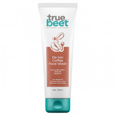 Truebeet De-tan Coffee Face wash For Tan, Dark spots removal & Prevent fine lines Infused with Arabic Coffee, Clove oil, and Vitamin C for All skin Types |120ML (Men & Women)