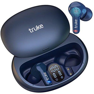 truke Buds S1 Bluetooth Truly Wireless in Ear Earbuds with Mic with Environmental Noise Cancellation(ENC) & Quad MEMS for Clear Calls Up to 72hrs of Playtime Premium Sliding Case Low Latency 5.1 IPX4