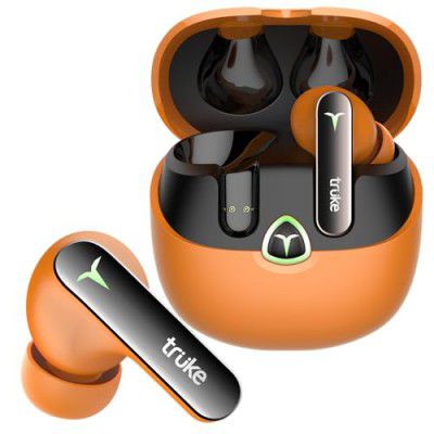 truke Launch BTG Flex Gaming Earbuds with Dual Pairing, 40ms Ultra Low Latency Battle Mode™, 60H Playtime, 360Spatial™ Audio with HiFi DSP Sound, Quad-Mic ENC,13mm Drivers, BT 5.4 (Sunset Orange)