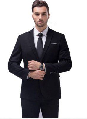 TRULYFAB  Solid Single Breasted Casual Men Full Sleeve Blazer  (Black)