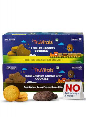 TruVitals Assorted Cookies with Millets & Jaggery | Pack of 2, 32 biscuits